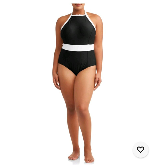 Terra & Sky Other - Terra & Sky sz 3X Black and White one piece built in bra vacay resort swimsuit